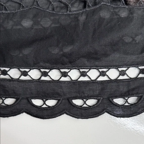 Ann Taylor Black Laser Cut Embroidered Lace Size 12 Knee Length Cotton Skirt - Picture 10 of 12